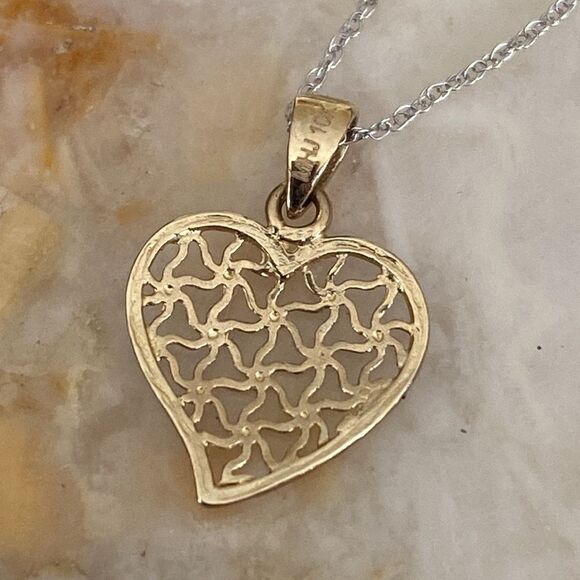 Michael Hill 10K Yellow & White Gold Heart Necklace - Picture 5 of 8